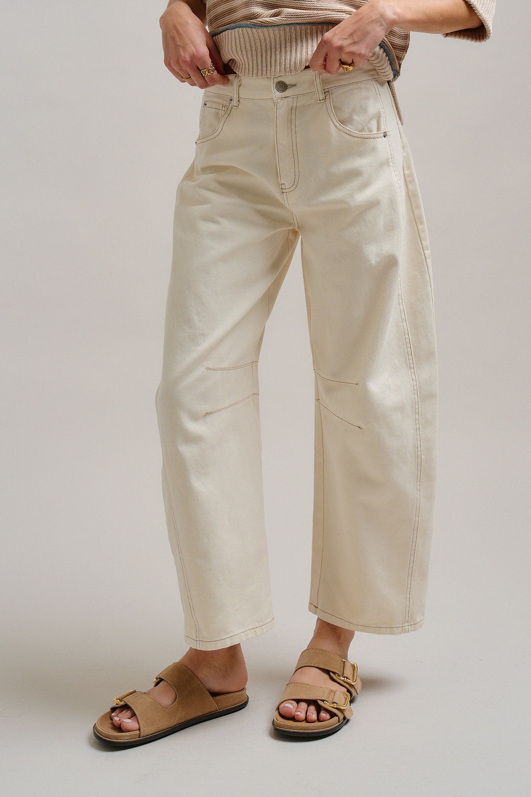Casual Chic Barrel Pants in Ecru - Women's Wholesale Pants | Trend Notes
