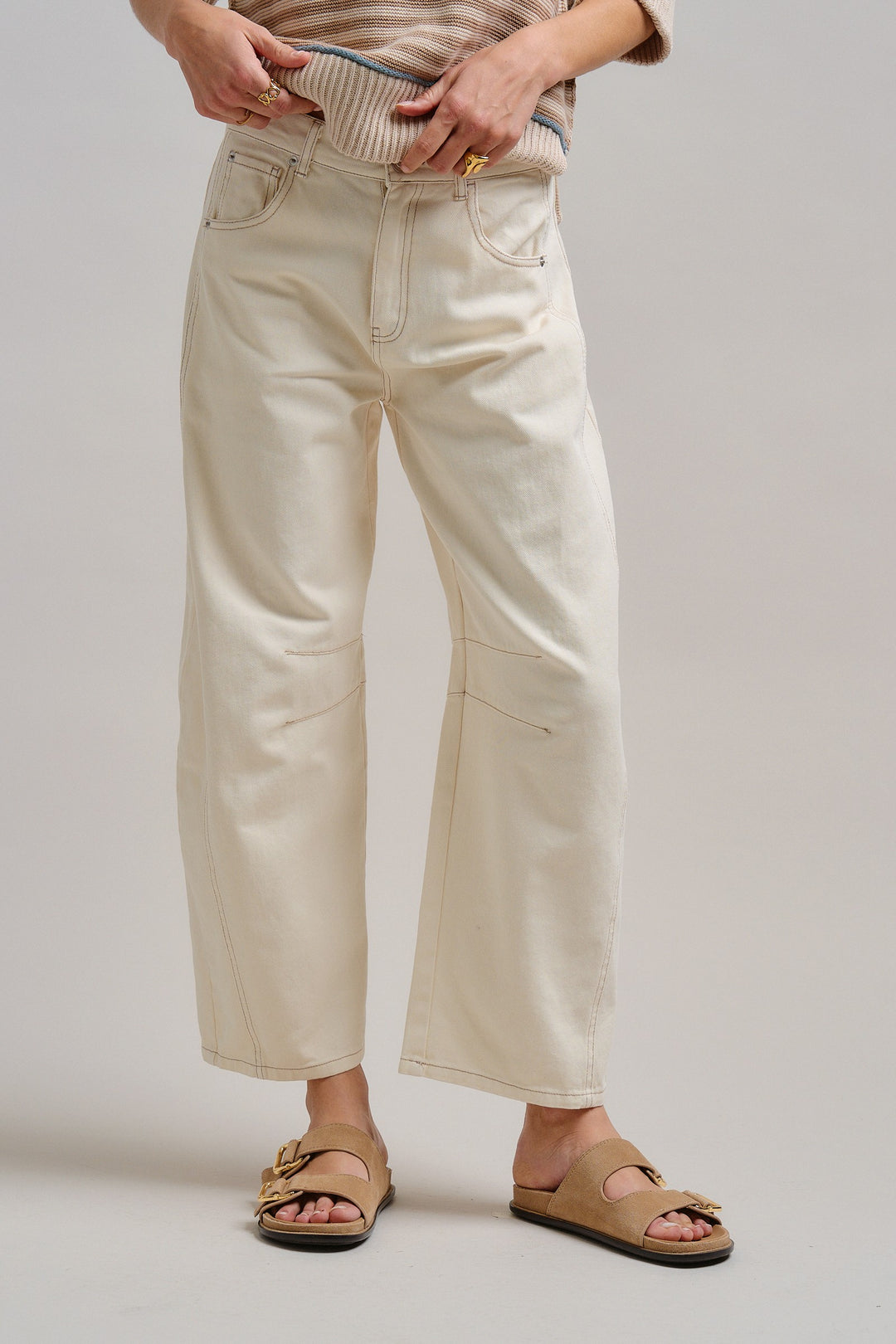 Casual Chic Barrel Pants in Ecru - Women's Wholesale Pants | Trend Notes