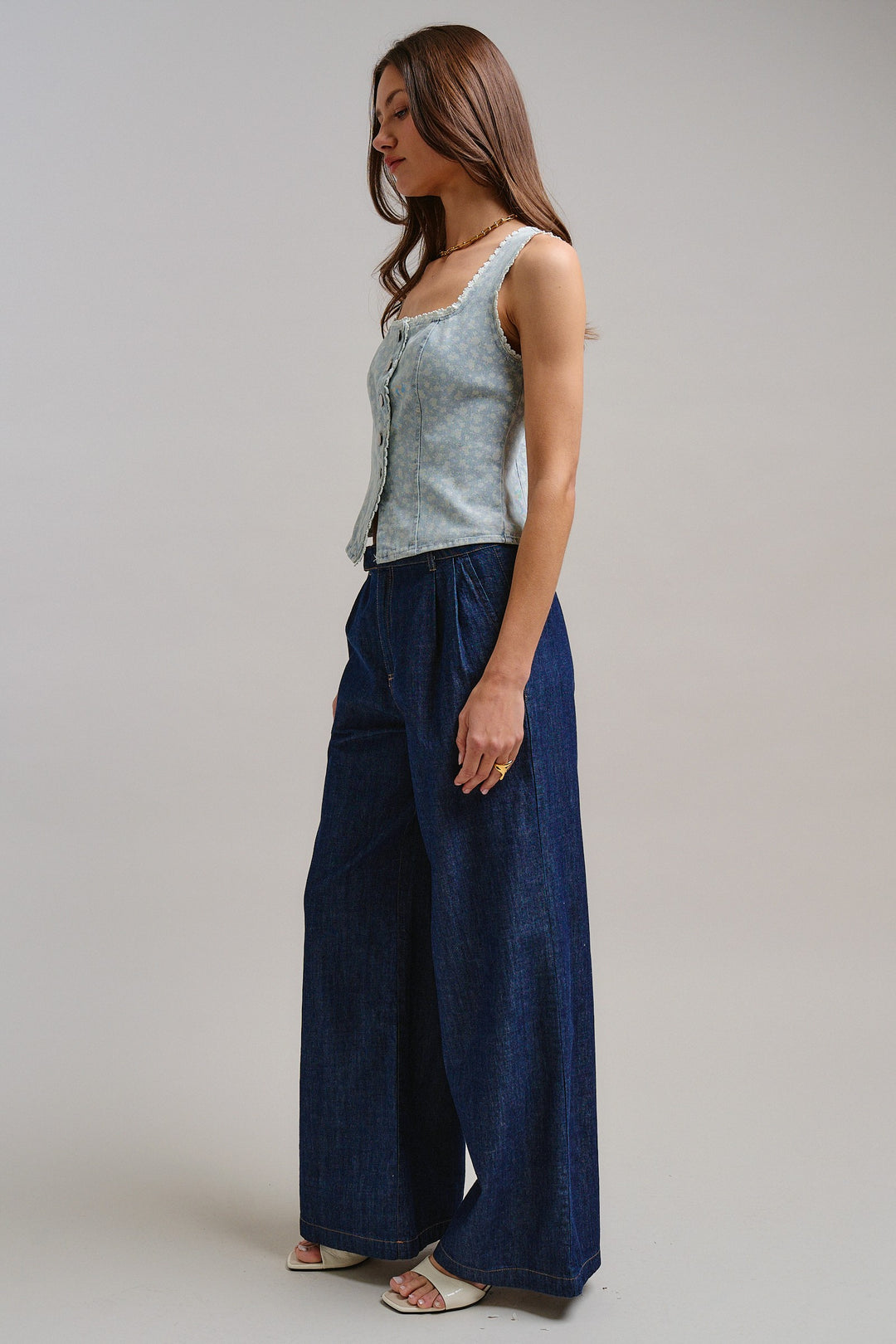 City Chic Wide-Leg Denim Pants in Dk Denim - Women's Wholesale Pants | Trend Notes