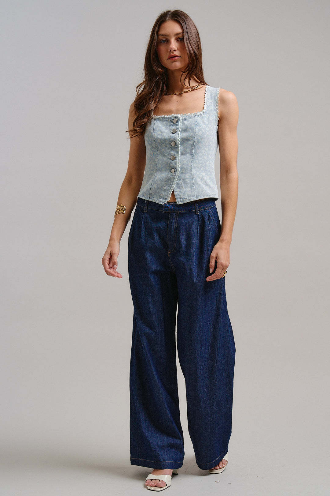 City Chic Wide-Leg Denim Pants in Dk Denim - Women's Wholesale Pants | Trend Notes