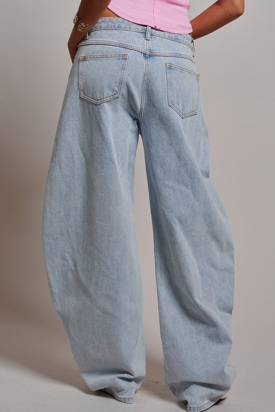 Urban Glide Barrel Jeans in Lt Blue - Women's Wholesale Pants | Trend Notes