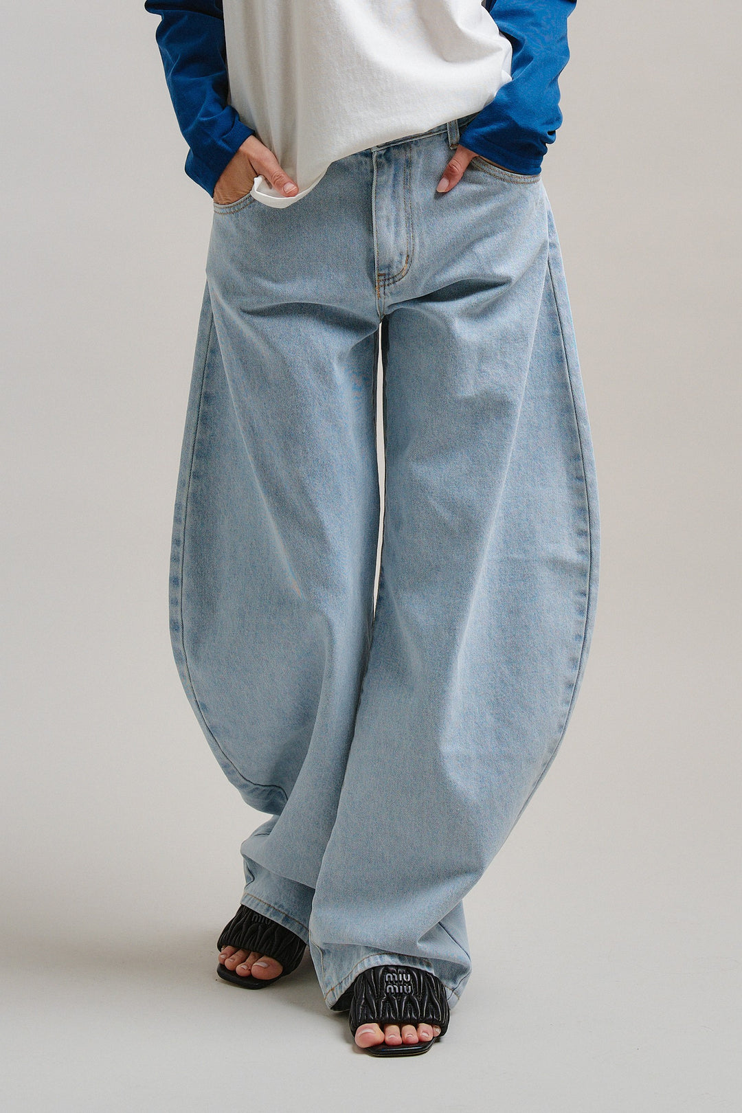 Urban Glide Barrel Jeans in Lt Blue - Women's Wholesale Pants | Trend Notes