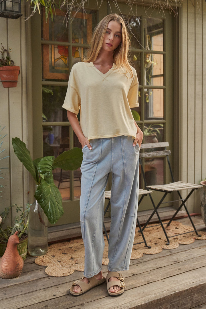 Relaxed Ease Pull-On Lounge Pants in Lt Blue - Women's Wholesale Pants | Trend Notes