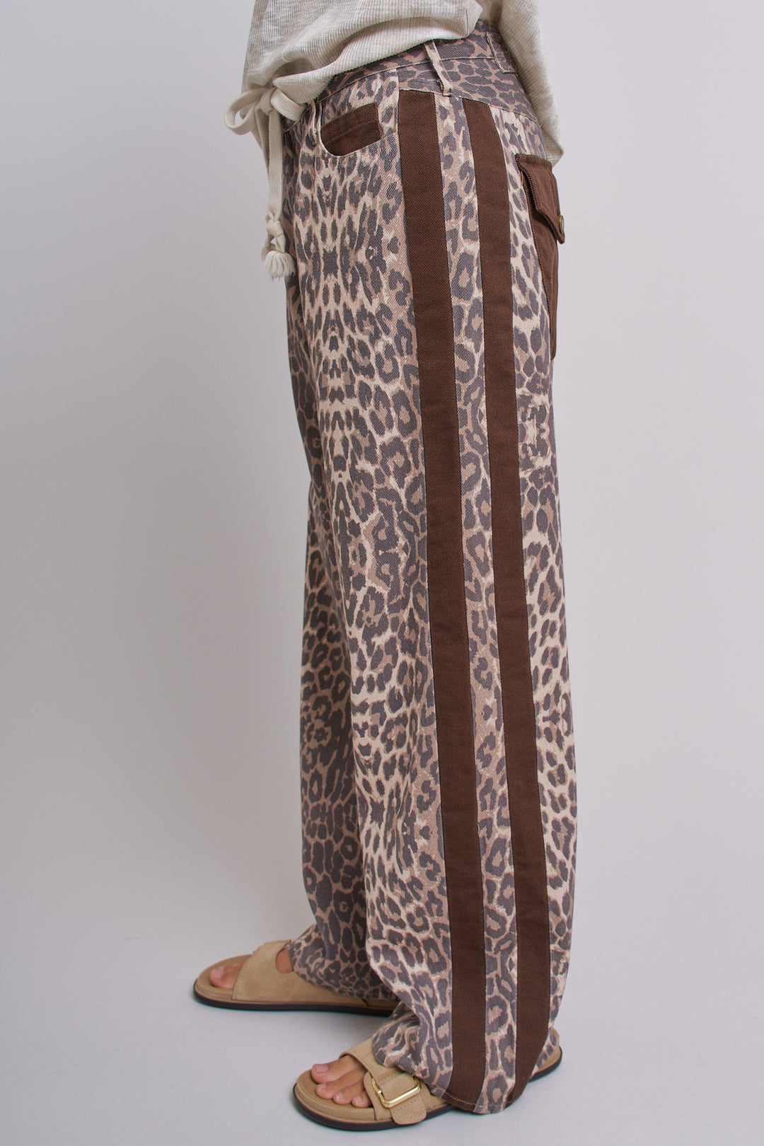Wild Side Leopard Stripe Wide-Leg Pants in Leopard - Women's Wholesale Pants | Trend Notes