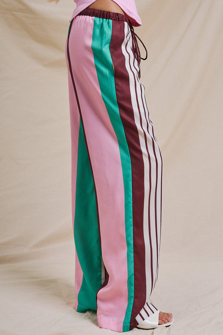 Color Crush Contrast Stripe Wide-Leg Pants in Multi - Women's Wholesale Pants | Trend Notes