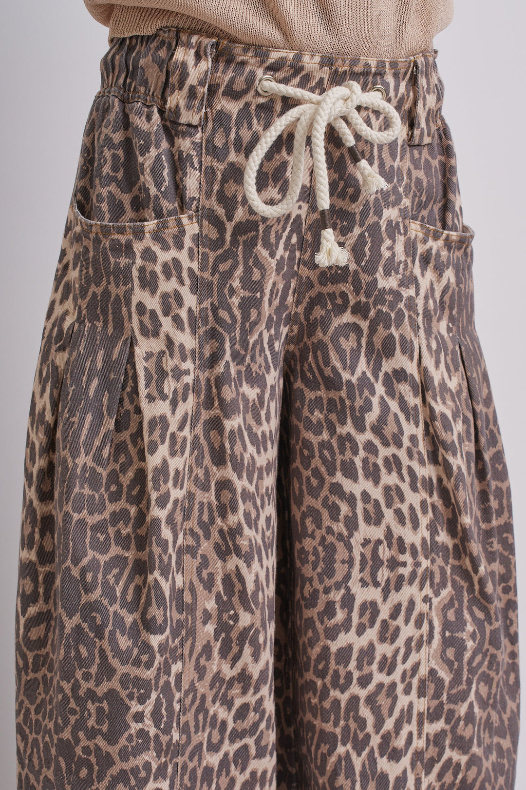 Vintage Wash Leopard Print Barrel Pants in Leopard - Women's Wholesale Pants | Trend Notes