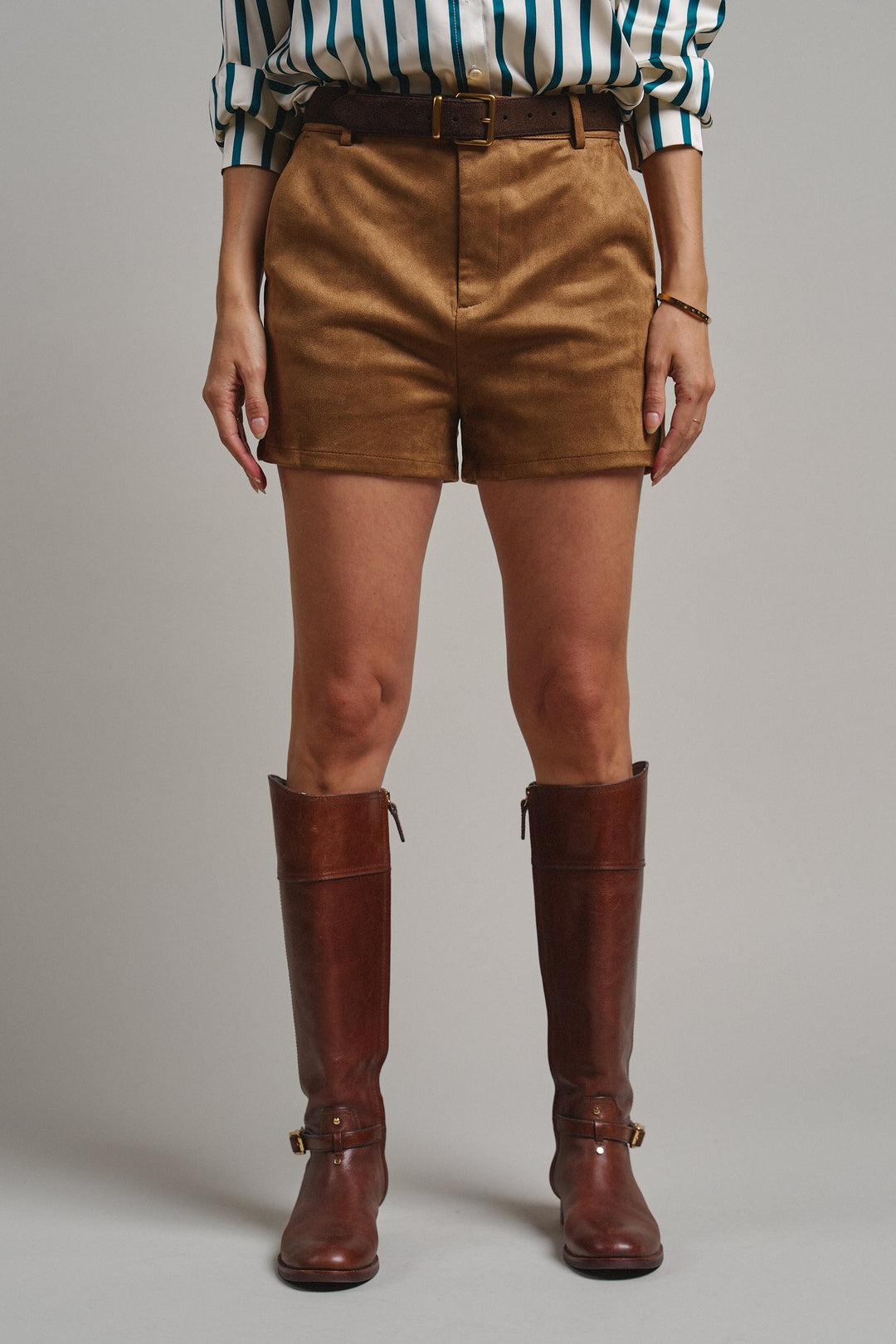 Soft Focus Faux Suede Shorts in Camel - Women's Wholesale Casual Shorts | Trend Notes