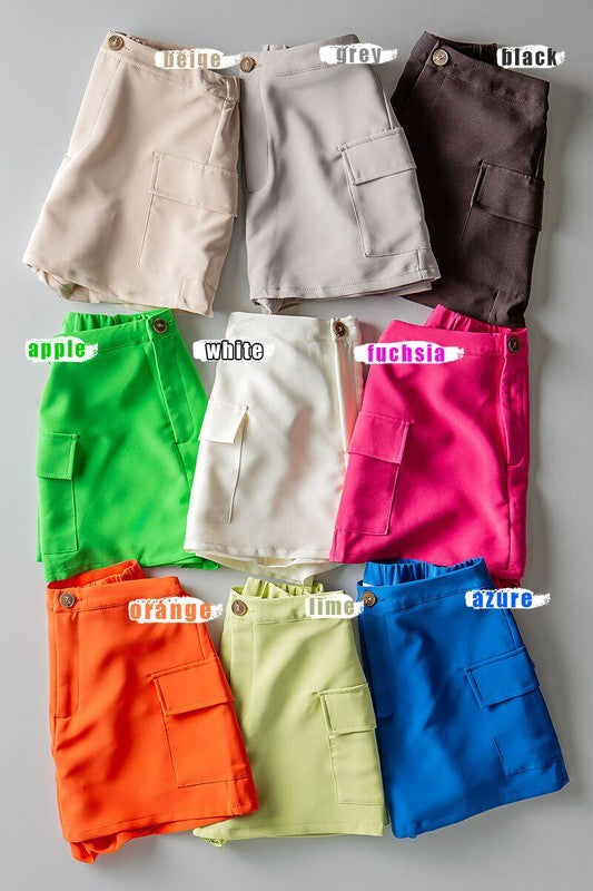 CARGO SKORT W SMOCK WAIST in Apple - Women's Wholesale Shorts | Trend Notes