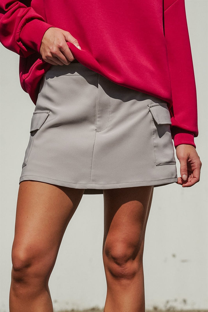CARGO SKORT W SMOCK WAIST in Grey - Women's Wholesale Shorts | Trend Notes