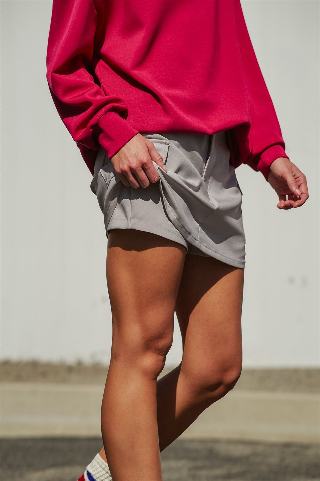 CARGO SKORT W SMOCK WAIST in Grey - Women's Wholesale Shorts | Trend Notes