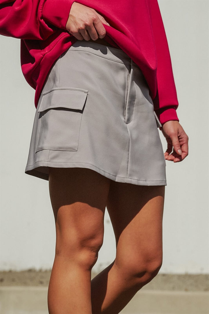 CARGO SKORT W SMOCK WAIST in Grey - Women's Wholesale Shorts | Trend Notes