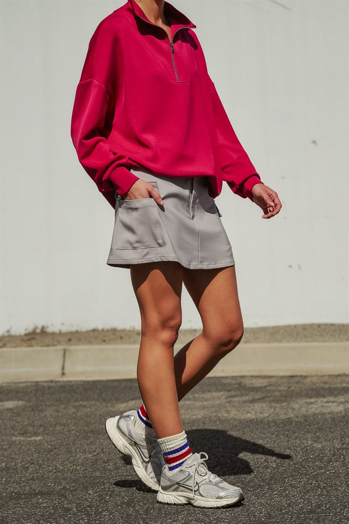 CARGO SKORT W SMOCK WAIST in Grey - Women's Wholesale Shorts | Trend Notes