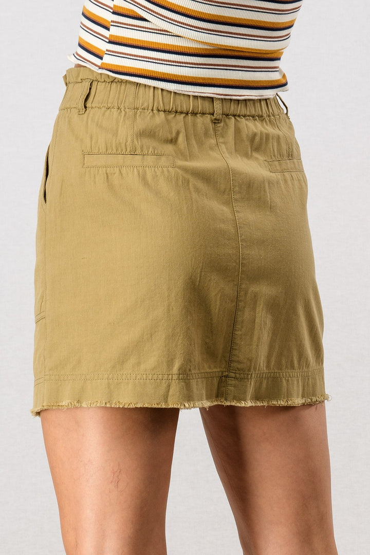 Paperbag Waist Mini Skirt Set, Cotton Blend Style in Black - Women's Wholesale Mini Skirts | Trend Notes