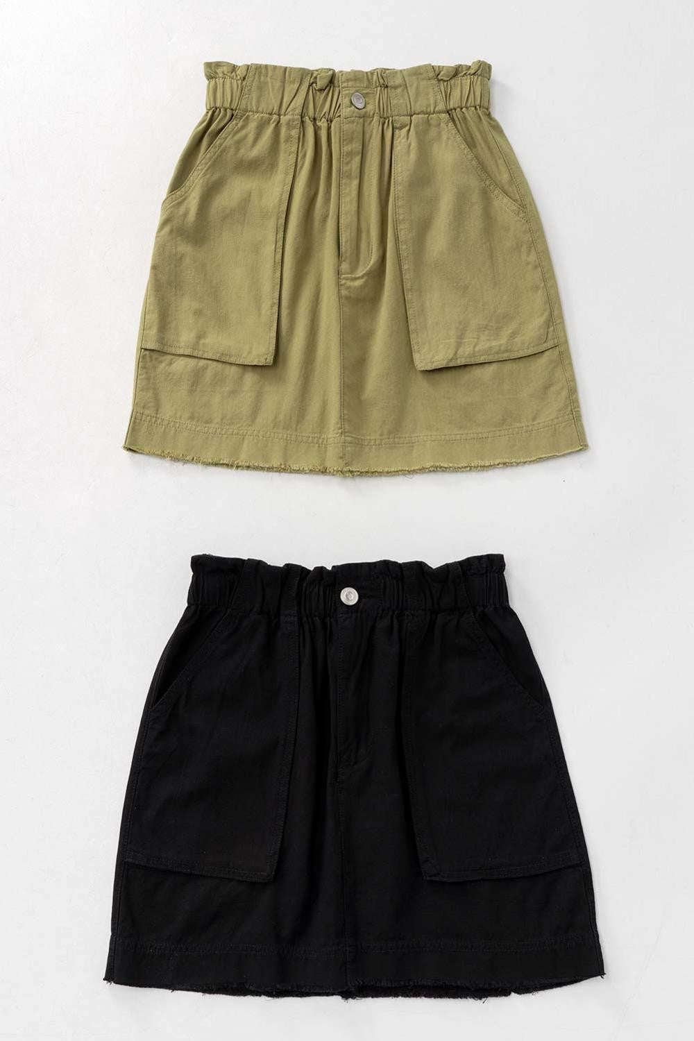 Paperbag Waist Mini Skirt Set, Cotton Blend Style in Black - Women's Wholesale Mini Skirts | Trend Notes