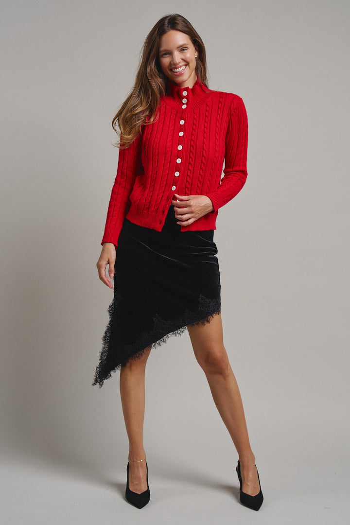 Midnight Lace Velvet Midi Skirt in Black - Women's Wholesale Midi Skirts | Trend Notes