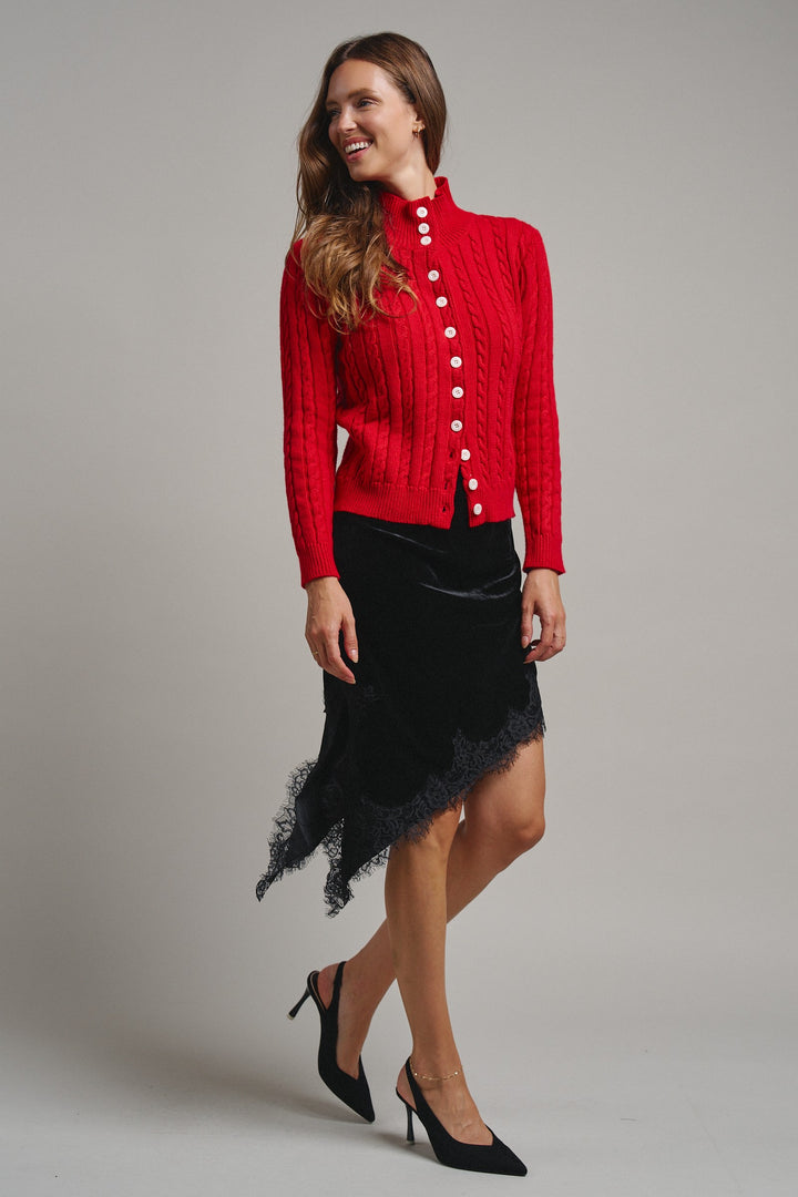 Midnight Lace Velvet Midi Skirt in Black - Women's Wholesale Midi Skirts | Trend Notes