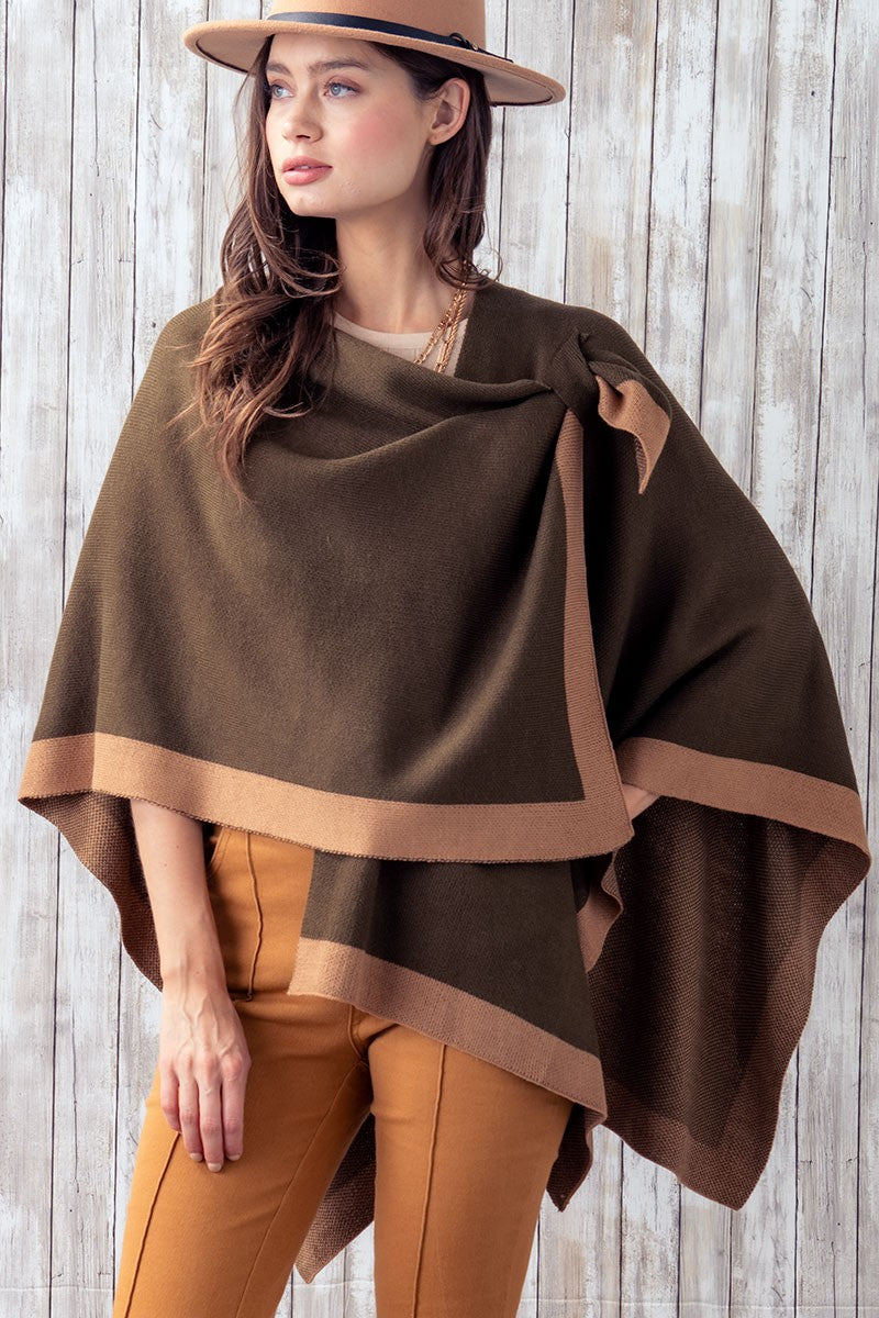 Border Edge Shoulder Strap Cardigan in Olive-1 - Women's Wholesale Cardigans & Shrugs | Trend Notes
