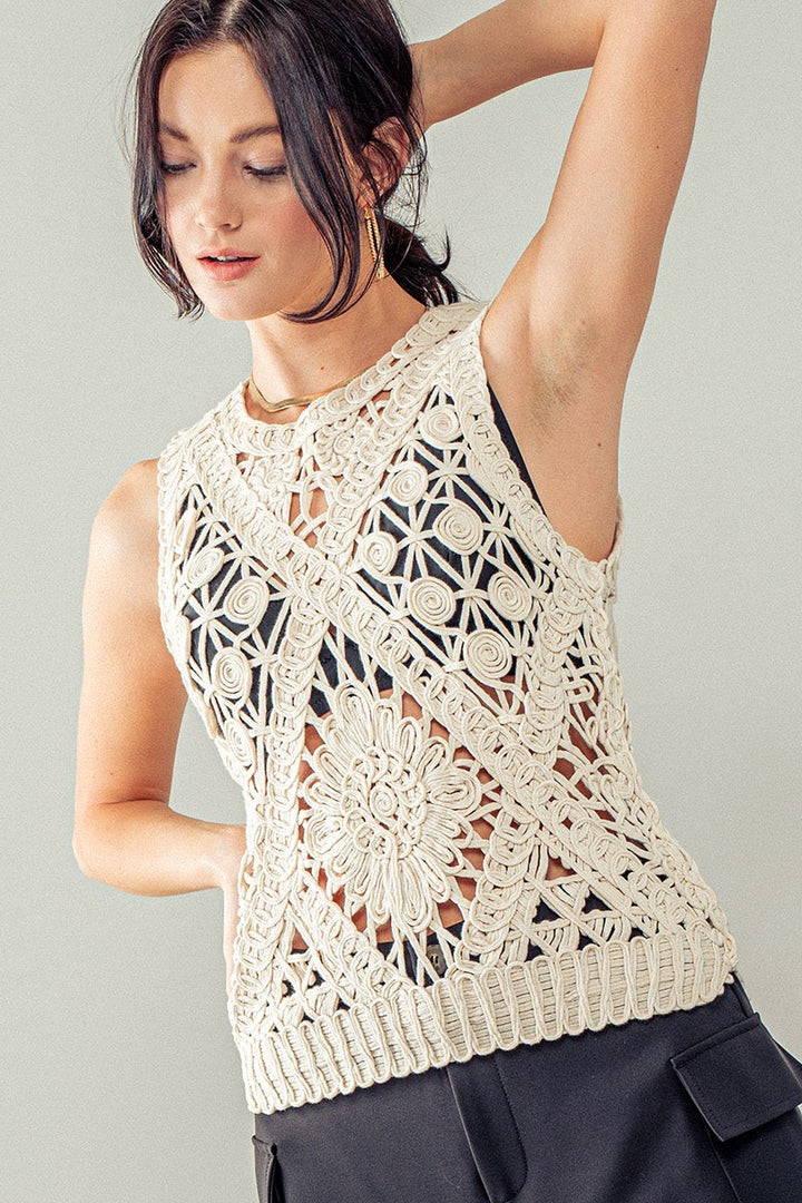ROSE CROCHET TANK TOP in Natural - Women's Wholesale Tanks & Camis | Trend Notes
