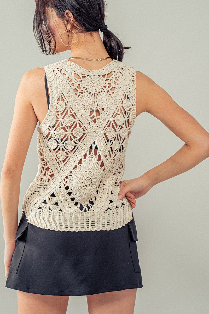 ROSE CROCHET TANK TOP in Natural - Women's Wholesale Tanks & Camis | Trend Notes