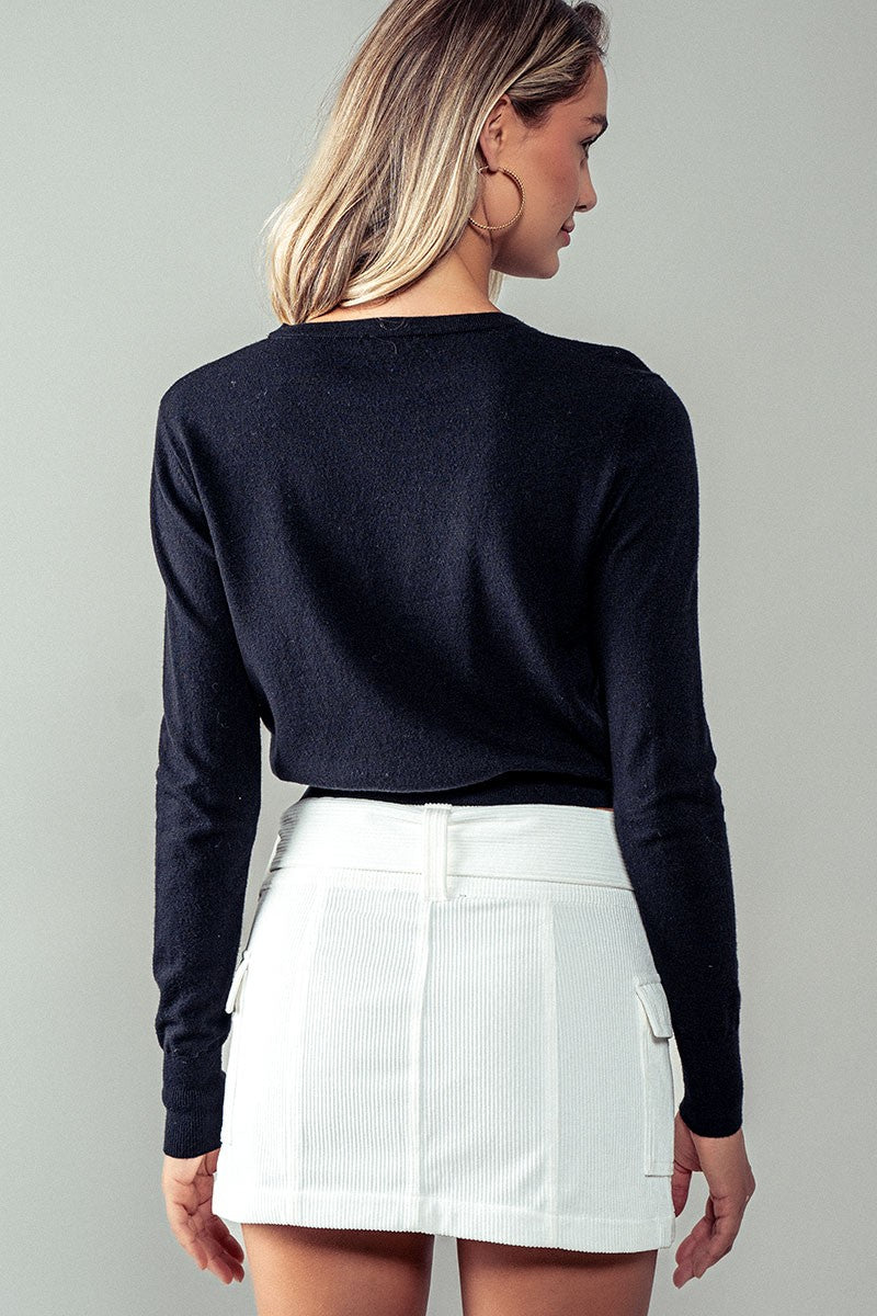 Ribbon Life Top in Black - Women's Wholesale Sweaters | Trend Notes