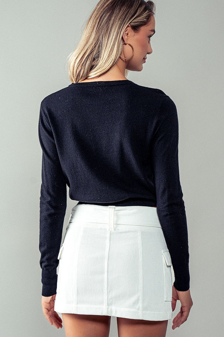 Ribbon Life Top in Black - Women's Wholesale Sweaters | Trend Notes