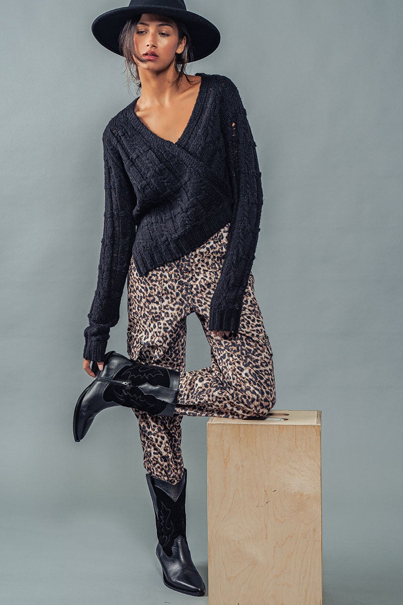 One Sided Cable Knit Sweater in Black - Women's Wholesale Sweaters | Trend Notes