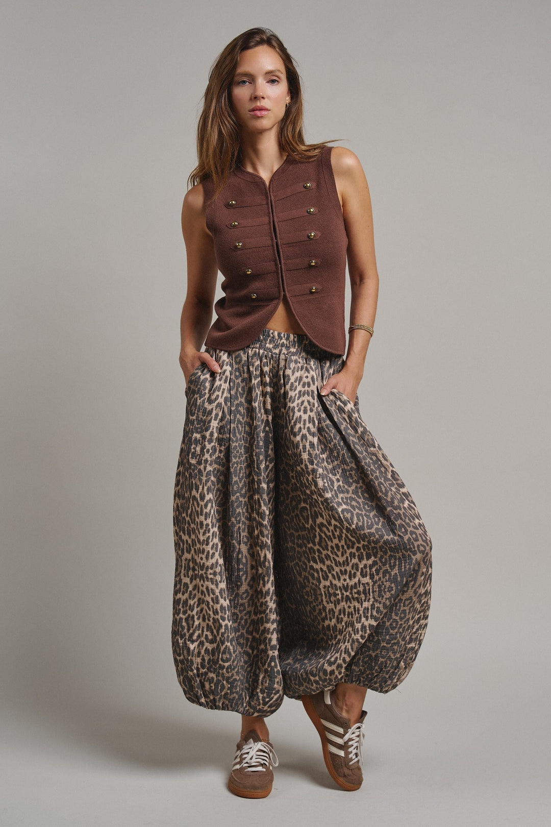 Cadet Charm Napoleon Knit Vest in Chocolate - Women's Wholesale Sweater Vests | Trend Notes