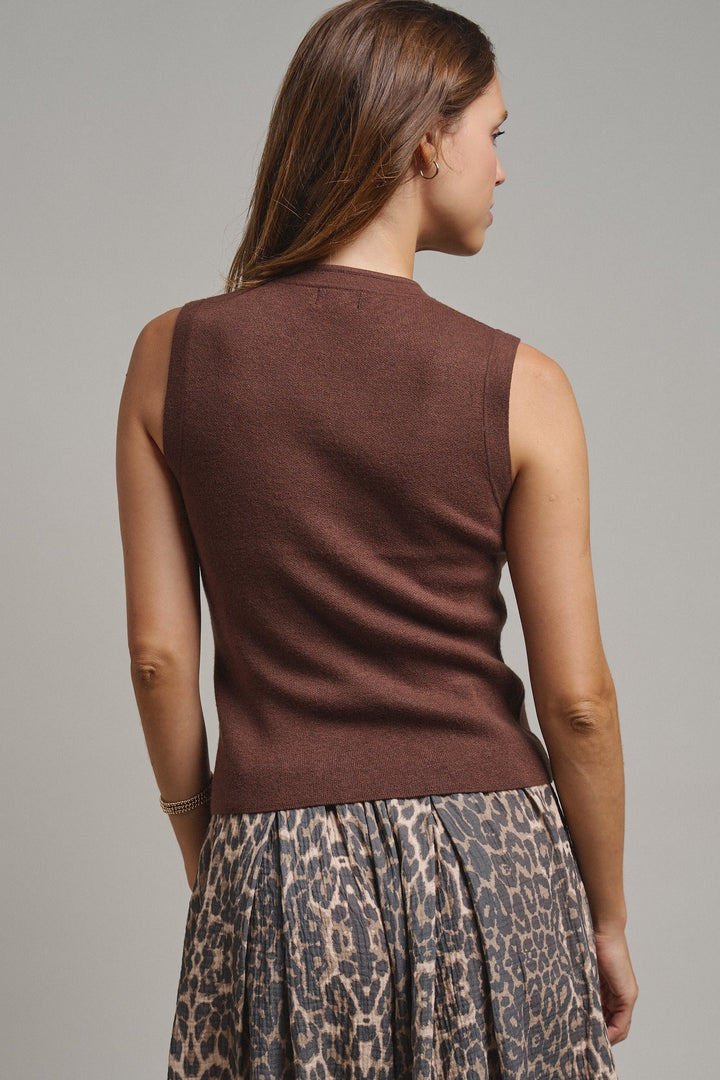Cadet Charm Napoleon Knit Vest in Chocolate - Women's Wholesale Sweater Vests | Trend Notes