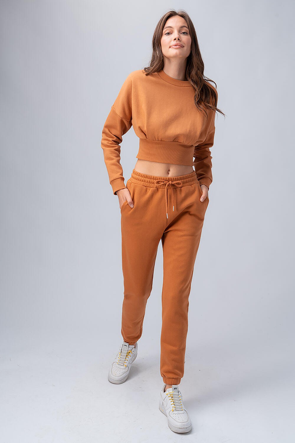 Cropped Ribbed Waist Lounge Tops in Black - Women's Wholesale Sweaters | Trend Notes