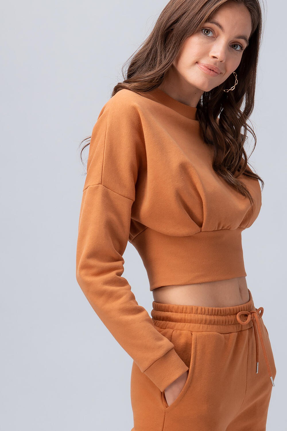 Cropped Ribbed Waist Lounge Tops in Black - Women's Wholesale Sweaters | Trend Notes