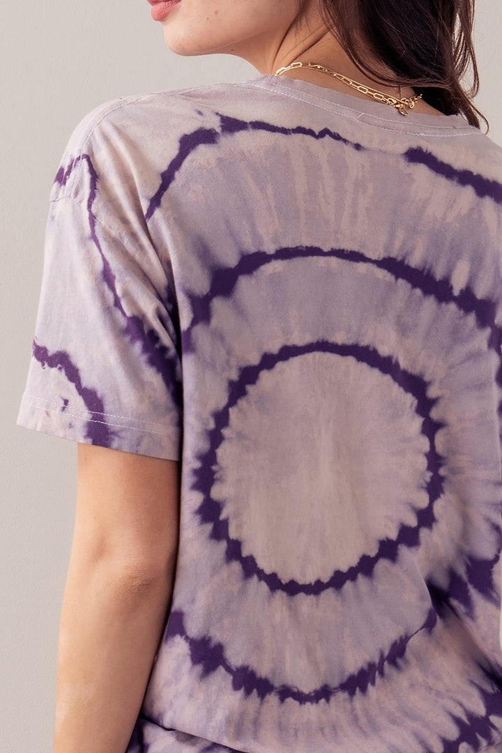 Summer Spiral Tie-Dye Casual Top in Lavender - Women's Wholesale T-Shirts & Polos | Trend Notes
