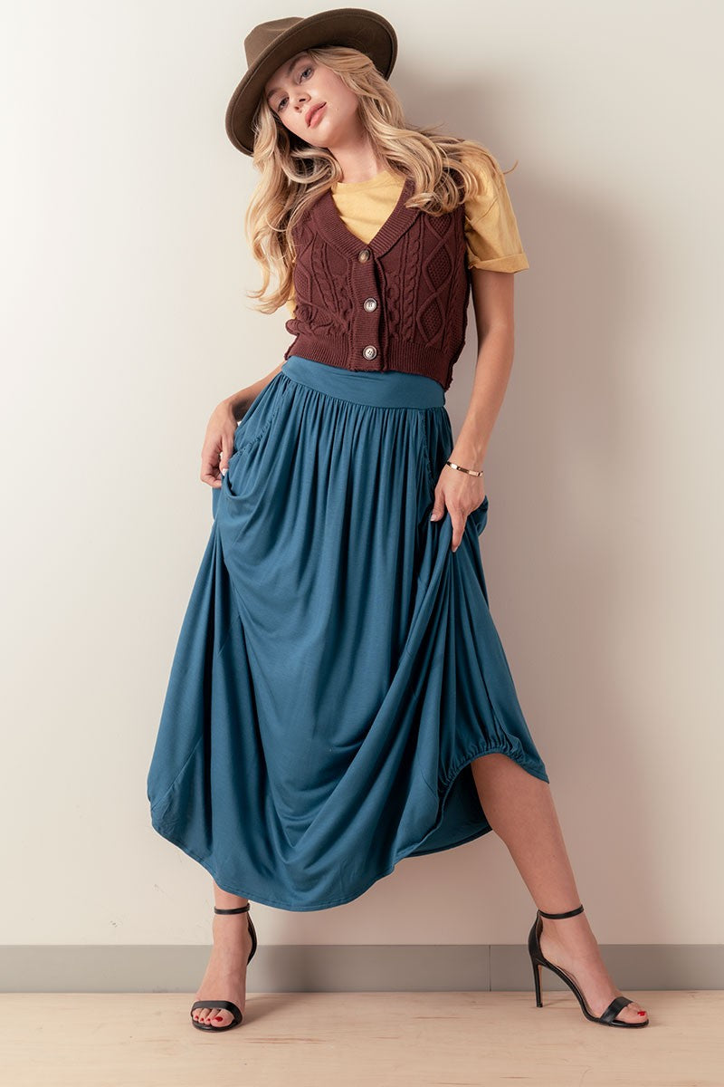 Trendy Cable Knit Sweater Vest in Blue - Women's Wholesale Vests | Trend Notes