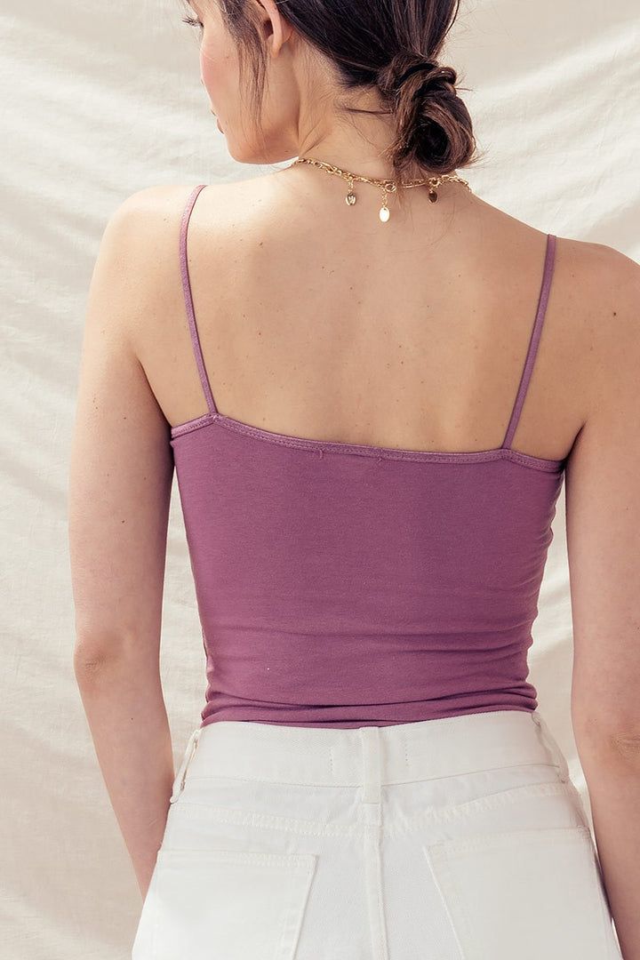 Essential Stretchy Spaghetti Strap Tank Top in N Taupe - Women's Wholesale Tanks & Camis | Trend Notes