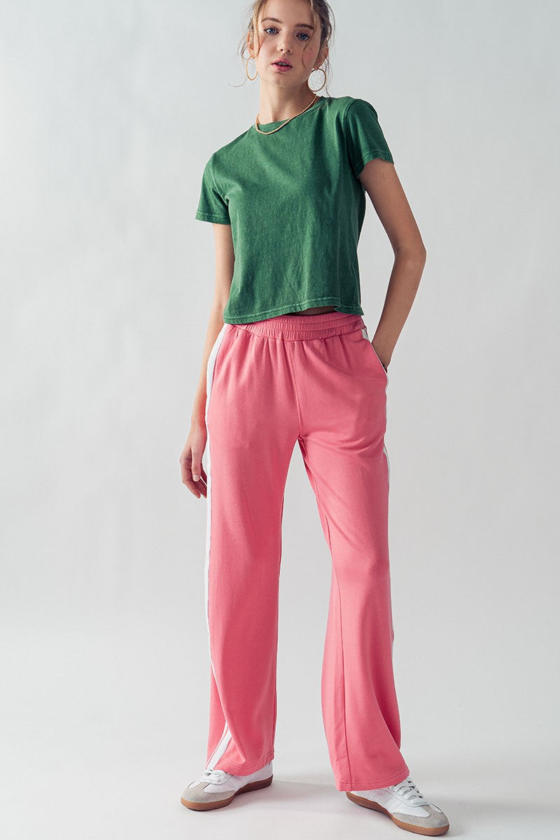 Mineral Wash Classic Short Sleeve Crop Top Tee in Deep Emerald - Women's Wholesale T-Shirts & Polos | Trend Notes