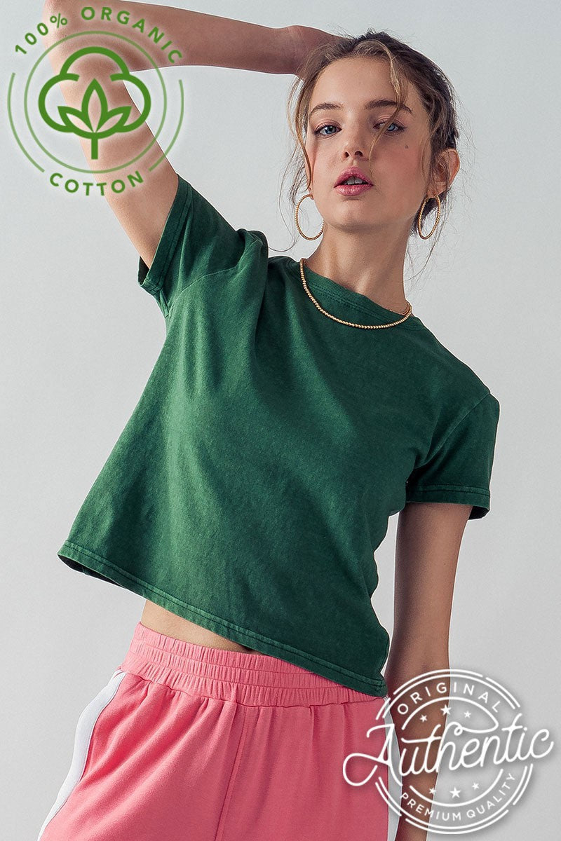 Mineral Wash Classic Short Sleeve Crop Top Tee in Gentle Lavender - Women's Wholesale T-Shirts & Polos | Trend Notes