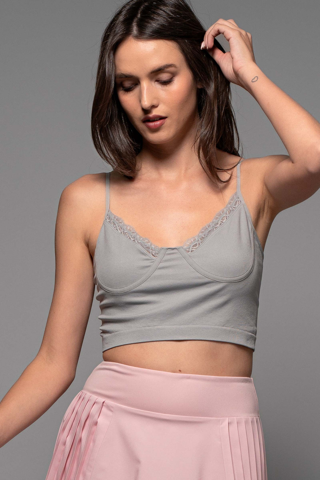 SWEETHEART CROPPED BRALETTE in Grey - Women's Wholesale Bras & Bralettes | Trend Notes