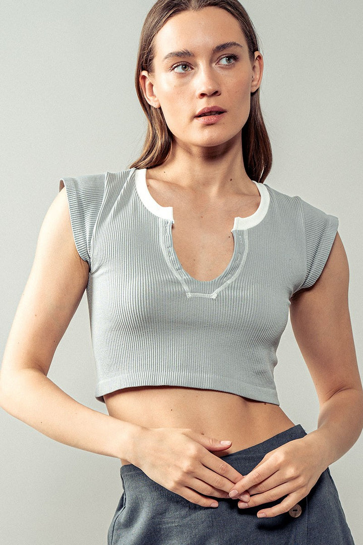 WEEKEND WARRIOR CROPPED TOP in Grey - Women's Wholesale Tanks & Camis | Trend Notes