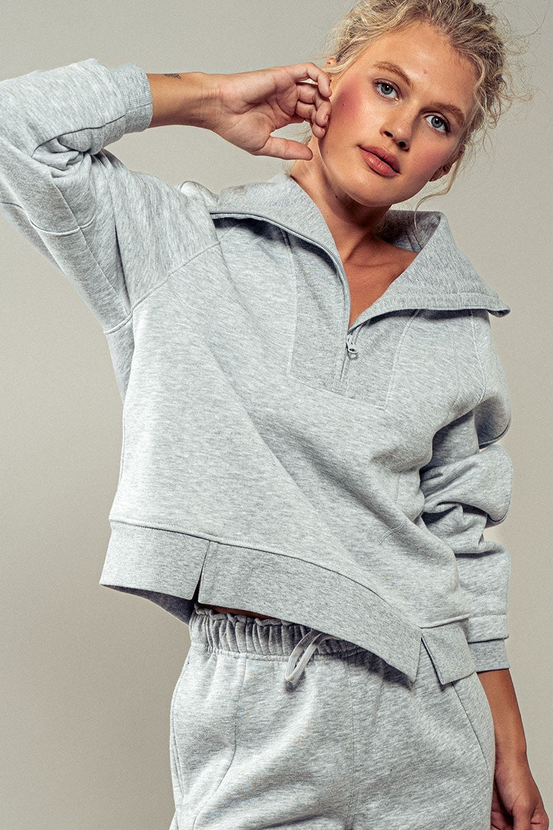 The Athlete Quarter Zip in H Grey - Women's Wholesale Sweatshirts & Hoodies | Trend Notes