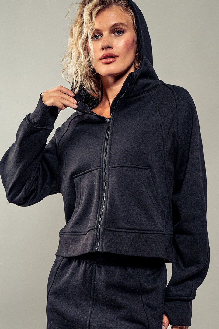 The Athlete Zip Up in Black - Women's Wholesale Sweatshirts & Hoodies | Trend Notes