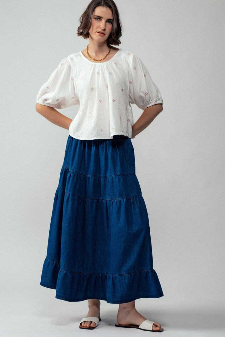 Puff Sleeve Boho Top with Bow Back Detail in Off White - Women's Wholesale Shirts & Blouses | Trend Notes