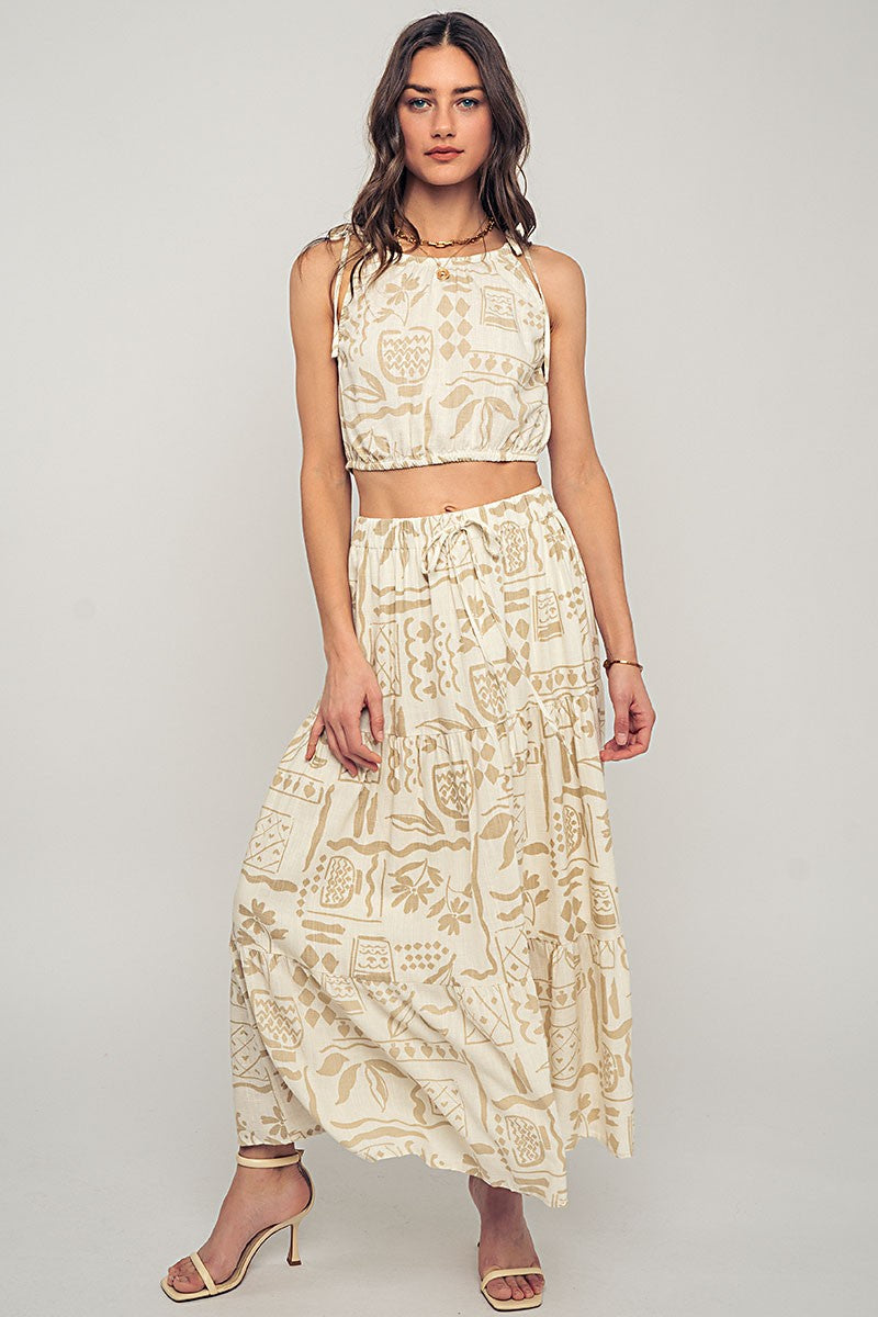 Hieroglyphic Art Cropped Top in Ivory - Women's Wholesale Tanks & Camis | Trend Notes
