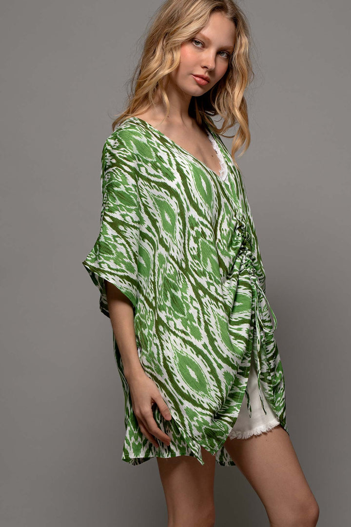 Emerald Ikat Woven Top in Green - Women's Wholesale Cover-Ups & Throws | Trend Notes