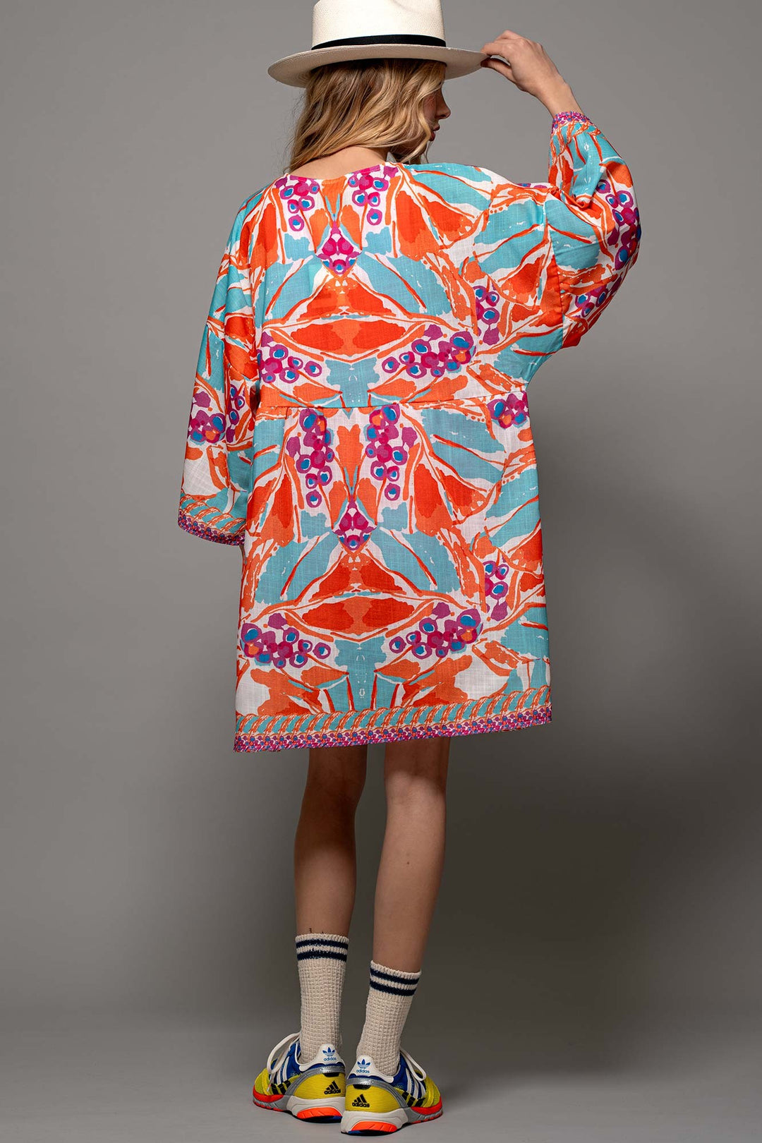Coral Reef V-Neck Woven Dress in Orange - Women's Wholesale Tunics | Trend Notes