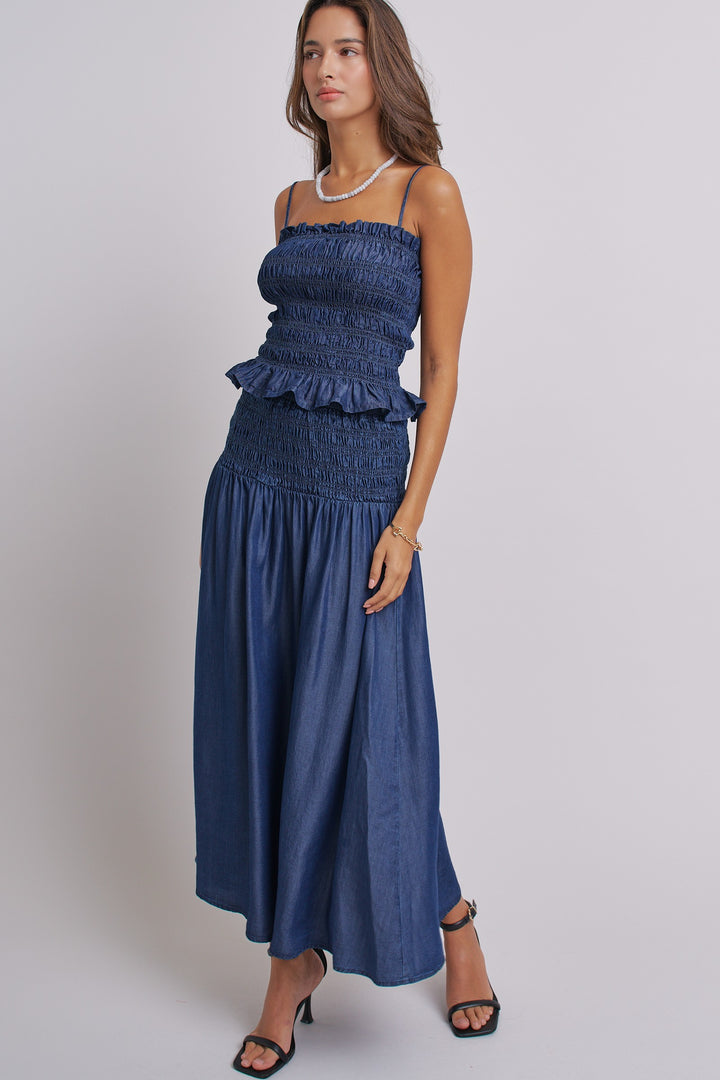 Sweet Summer Smocked Cami in D Blue - Women's Wholesale Tops | Trend Notes