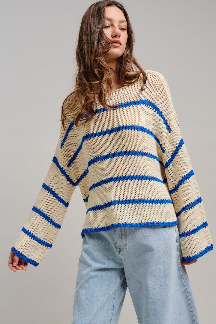 Riviera Open Knit Sweater in Cream - Women's Wholesale Tops | Trend Notes