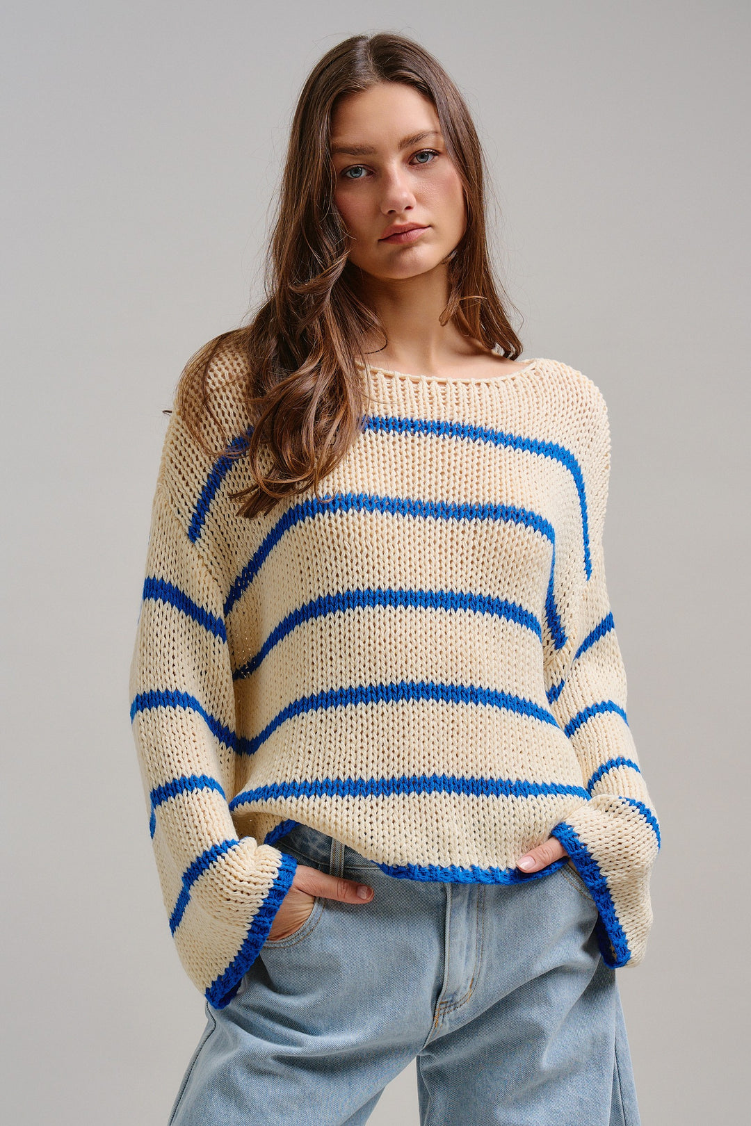Riviera Open Knit Sweater in Cream - Women's Wholesale Tops | Trend Notes