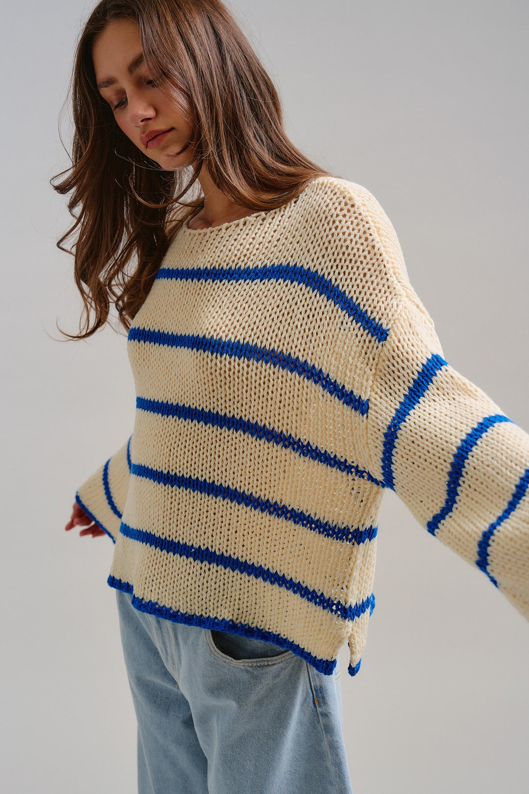 Riviera Open Knit Sweater in Cream - Women's Wholesale Tops | Trend Notes