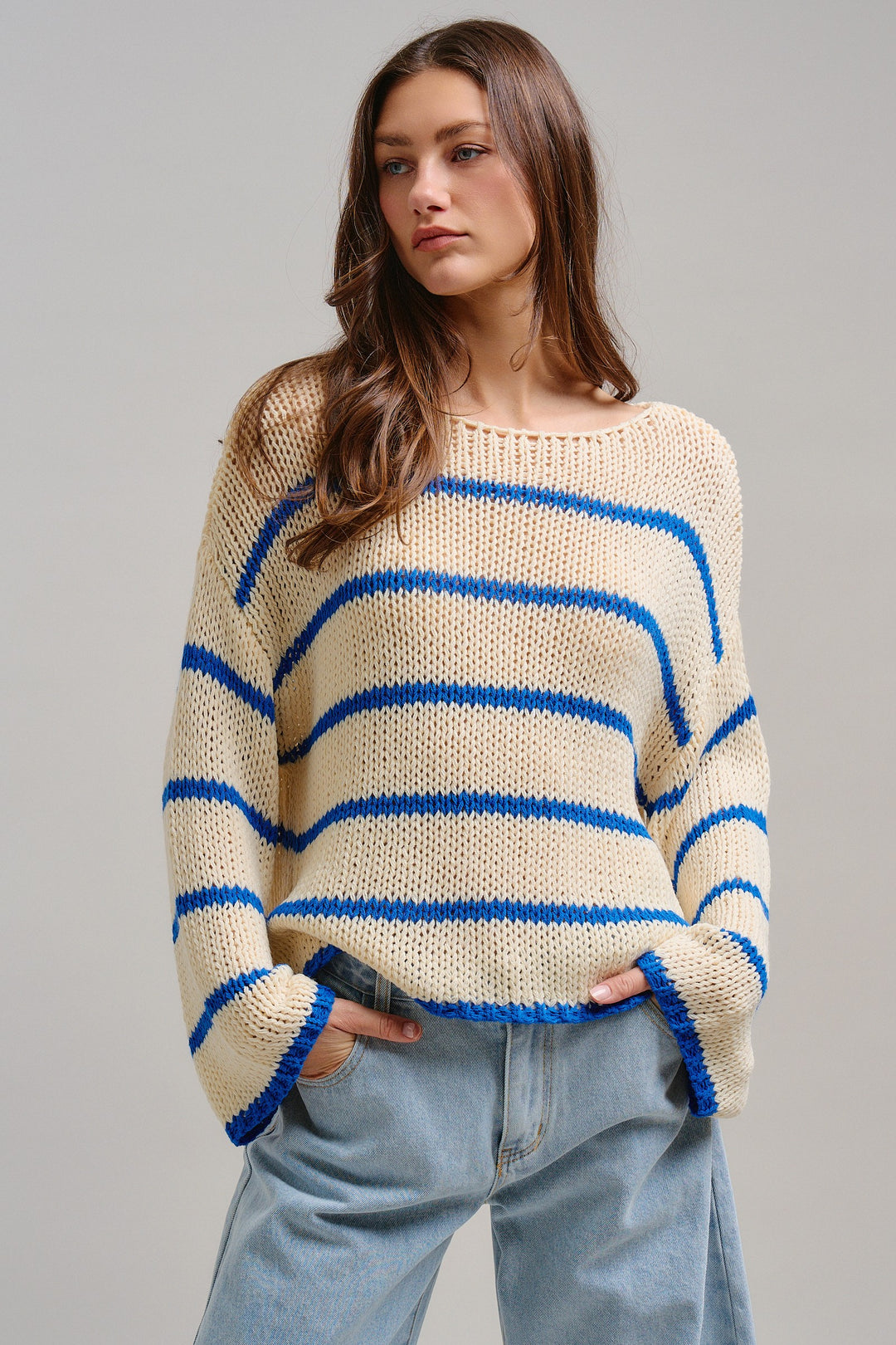 Riviera Open Knit Sweater in Cream - Women's Wholesale Tops | Trend Notes