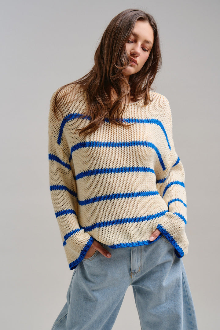 Riviera Open Knit Sweater in Cream - Women's Wholesale Tops | Trend Notes
