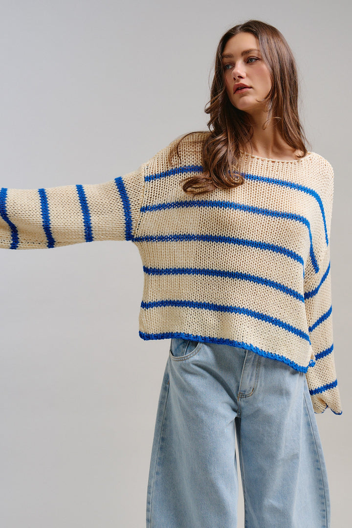 Riviera Open Knit Sweater in Cream - Women's Wholesale Tops | Trend Notes
